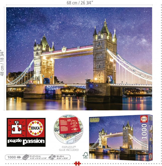 Svítící puzzle Tower Bridge v Londýně 1000 dílků