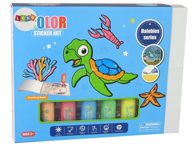 Samolepky Na Okno Mořská Zvířata Želva DIY 8 Barev Třpytky