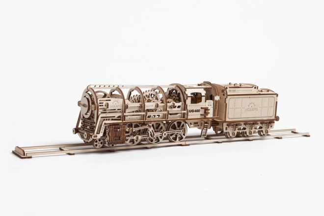 Mechanické dřevěné puzzle UGEARS - Parní lokomotiva s tendrem