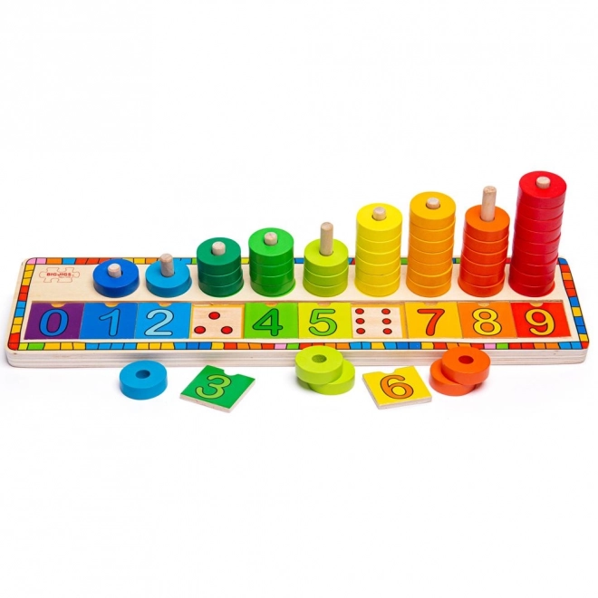 Bigjigs Toys dřevěná deska s číslovanými kroužky