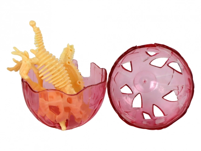 Otevírací dinosauří vajíčko s kostrou – 9 cm, 4 barvy