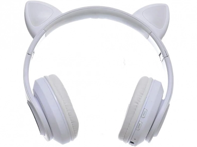 Bezdrátová sluchátka bluetooth rádio fm mp3 kočičí uši led podsvícení – Bílé