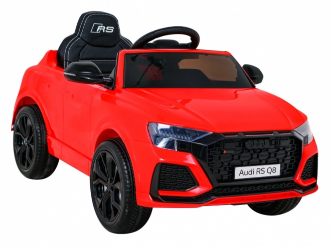 Audi RS Q8 Baterie auto + telecomandă + pornire lentă + EVA + LED + MP3 USB – Červená