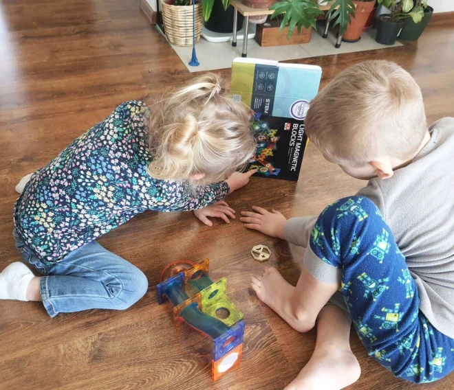 Woopie magnetická stavebnice svítící kuličková dráha 49 dílků