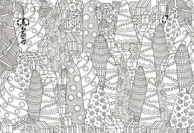 EUROGRAPHICS Color me puzzle Vánoční stromky 300 dílků + sada na zavěšení