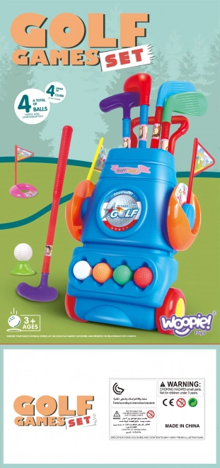 Dětská sada na golf se stojanem na kolečkách Woopie