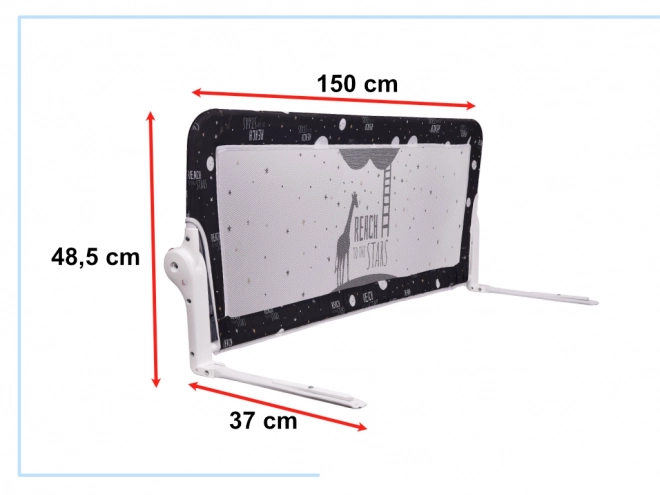 Černá ochranná zábrana na postel 150 cm