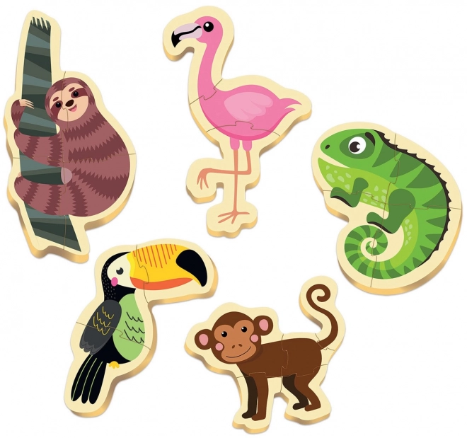 EDUCA Baby puzzle Tropická zvířata 5v1 (3-5 dílků)