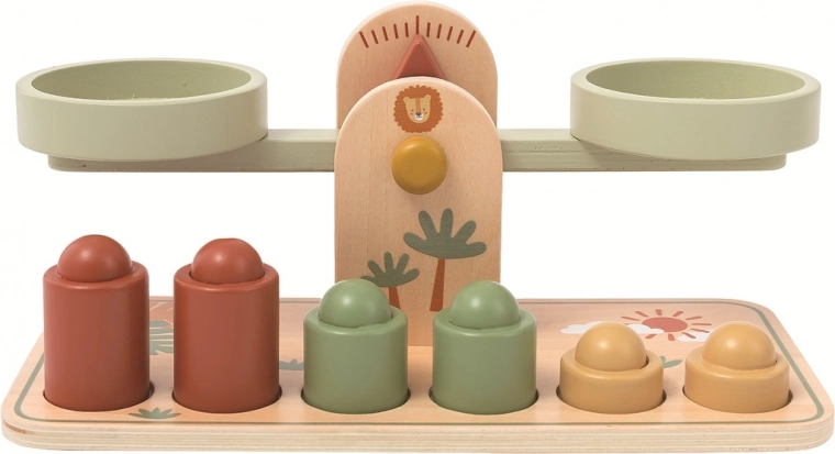 Dřevěná dětská miska váha v pastelových barvách inspirovaná Montessori