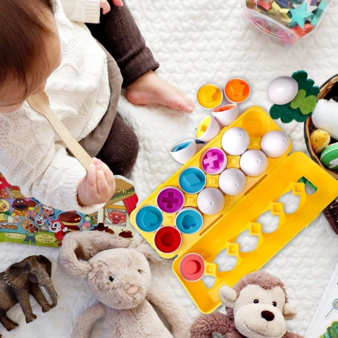 Montessori skládací vajíčka WOOPIE - Kombinujte tvary a barvy