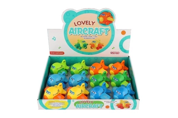 Letadlo s očima mávající křídla na klíček plast 8cm mix barev