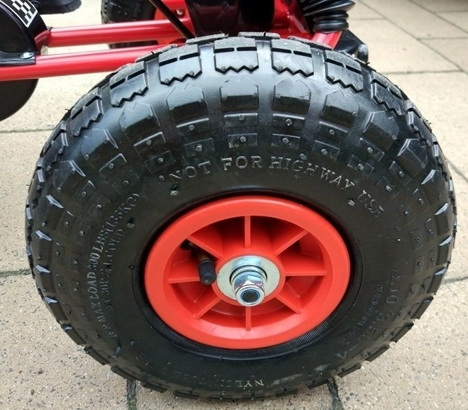 Pedálová vzduchová motokára + Nafukovací pneumatiky + Nastavitelné sedadlo – Červená