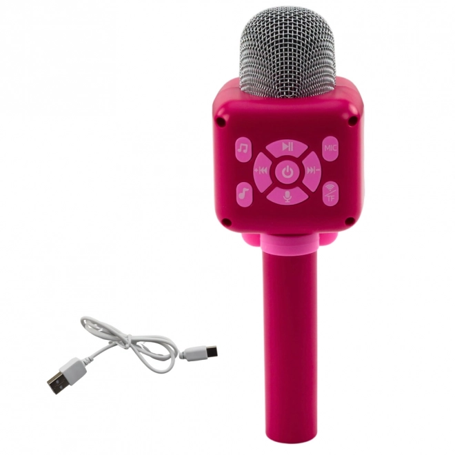 Bezdrátový karaoke mikrofon Bluetooth růžový