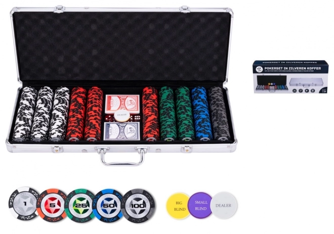 Sada na poker v kufříku, nízké hodnoty