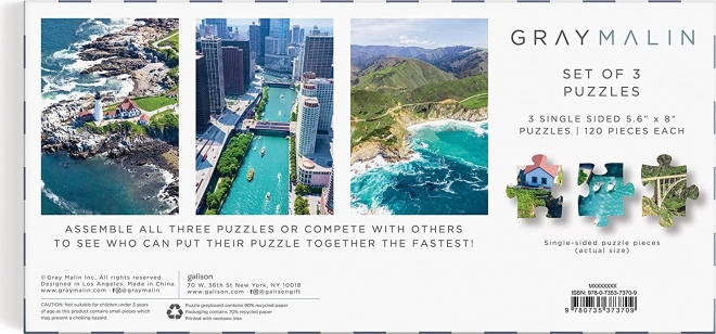Galison Puzzle Letecké záběry USA 3×120 dílků
