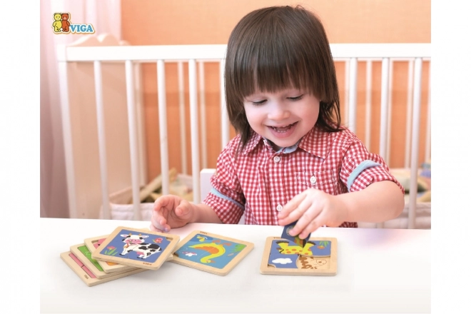 Dřevěné puzzle 4 dílky - kráva