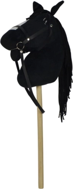 Plyšový kůň na tyči se zvukem, 70 cm, černý