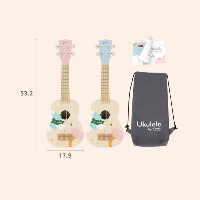 Klasické svět dřevěné ukulele pro děti růžové