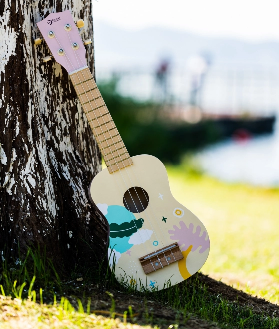 Klasické svět modré dřevěné ukulele pro děti