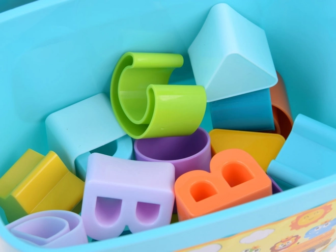 Barevný edukativní set kbelík kostky s písmenky
