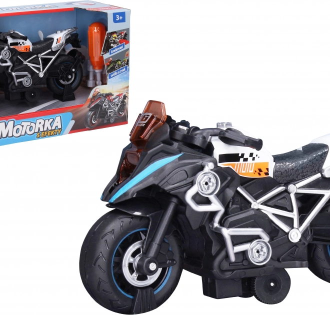 Šroubovací motorka s efekty, bílá 20 cm – české balení