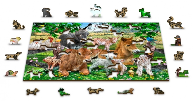 Dřevěné puzzle Školka na farmě