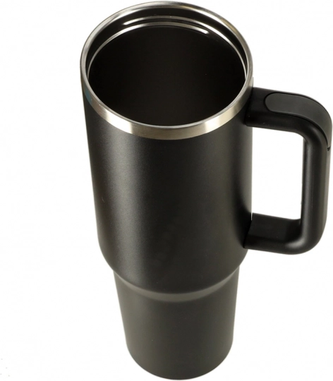 Termohrnek s brčkem a uchem 1200 ml černý