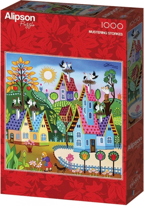Čtvercové puzzle Slet čápů 1000 dílků