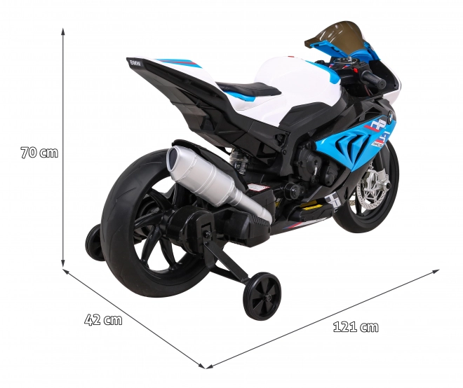 Dětská bateriová motorka BMW HP4 Modrá + pomocná kolečka + pomalý start + EVA + MP3 LED