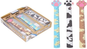 Pravítko dřevěné s motivem kočičí packy 13 cm
