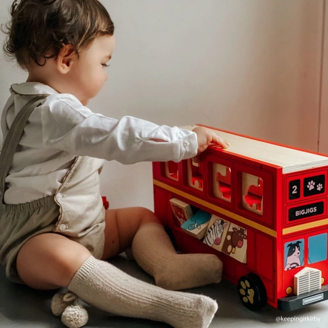 Dřevěný autobus se zvířátky Bigjigs