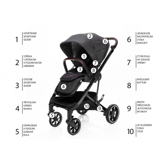 Set kočárek Quest+ korba+ adaptéry+ autosedačka+ báze, Vulcan Black/Black