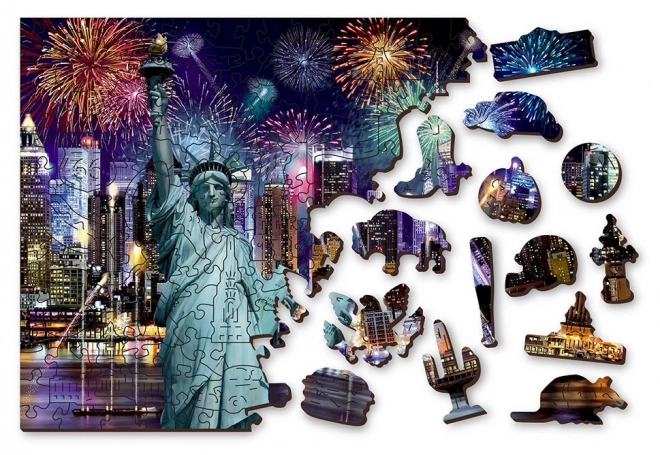 Dřevěné puzzle New York v noci
