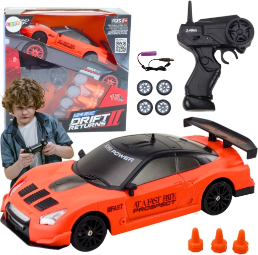 RC sportovní auto 1:24 s výměnnými koly, oranžové