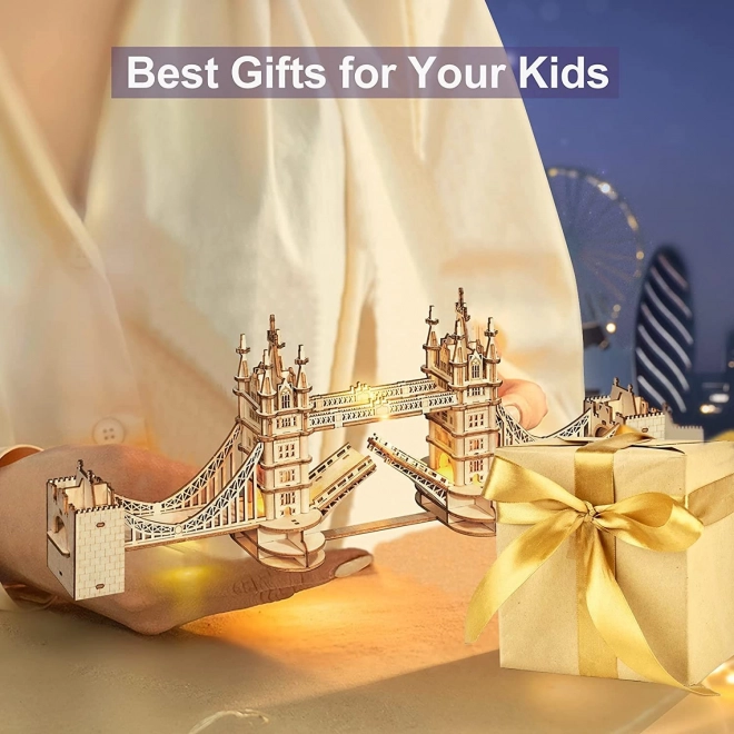 RoboTime dřevěné 3D puzzle most Tower Bridge svítící