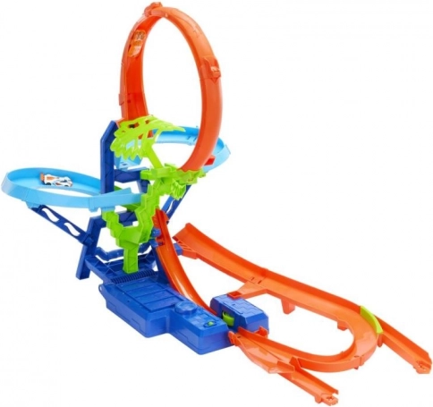 hot wheels stunt tracks srážka ve vzduchu – závodní dráha se smyčkou a zrychlovačem