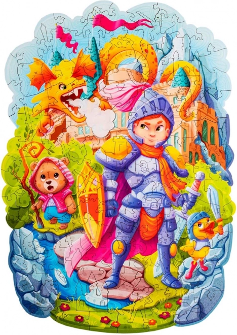 DŘEVĚNÉ BAREVNÉ PUZZLE - Statečný rytíř