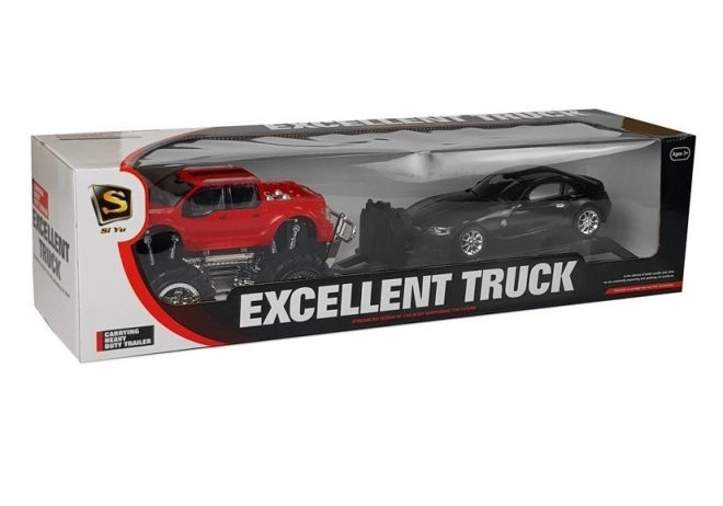 Sada vozidel Červený Monster Truck Černé BMW Nákladní auto 58 cm