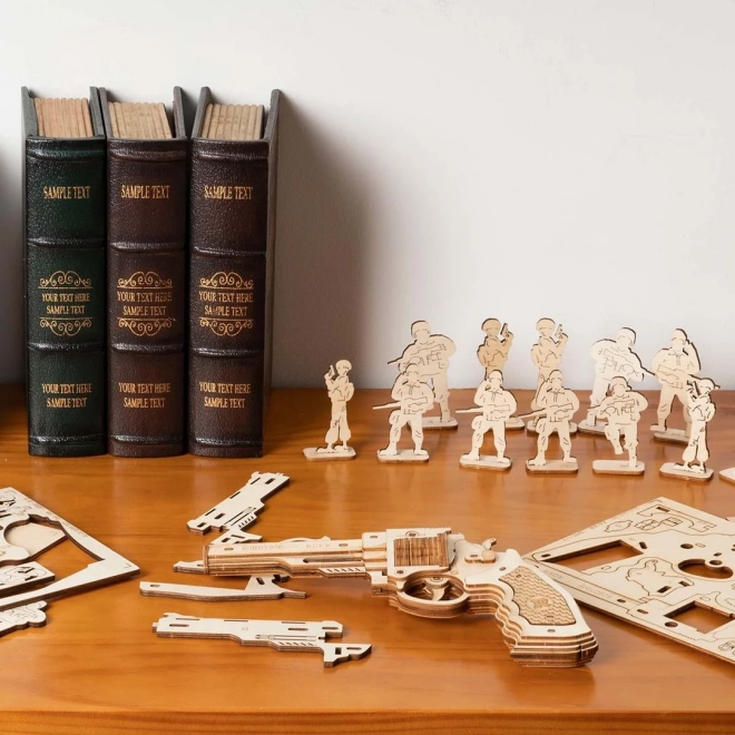 Dřevěné 3D puzzle revolveru Corsac od Robotime