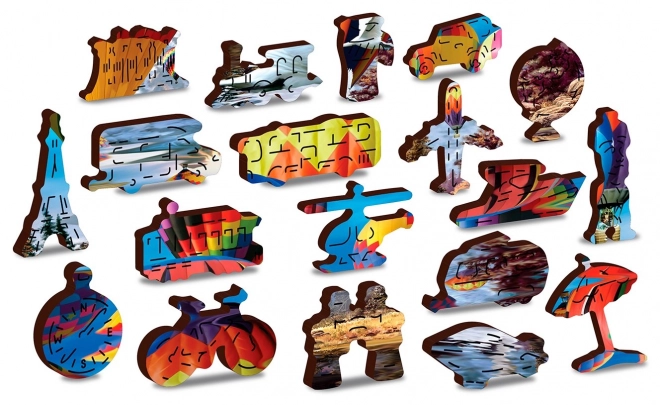 Dřevěné puzzle klidné cestování 2v1