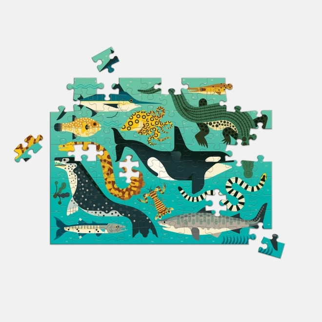 Oboustranné puzzle Mudpuppy Pozemní a mořští predátoři