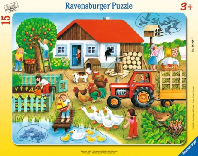 Puzzle 15 dílků Co se hodí, Na venkově