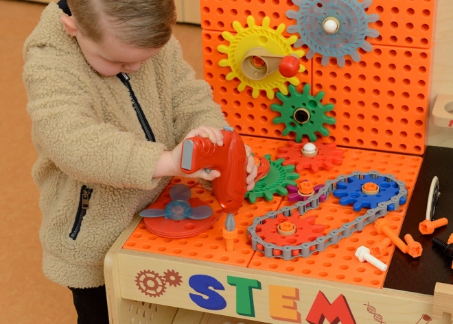 Dřevěná dílna XXL Montessori STEM s nástroji