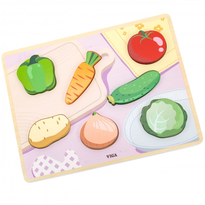 Dřevěné puzzle zelenina Montessori VIGA