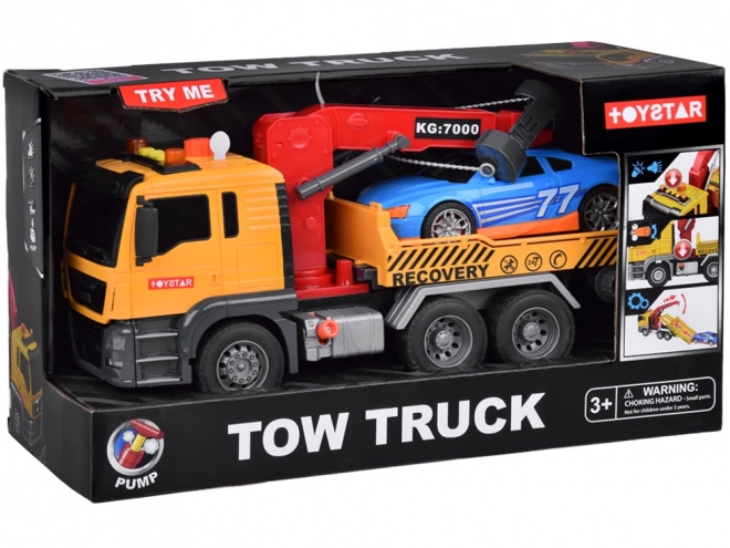 Hračka auto s odtahovým vozem se světlem a zvukem SUPER pohyblivý HDS jeřáb