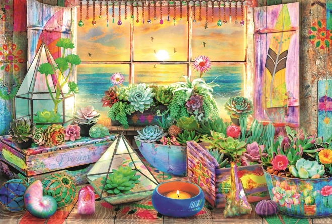 Skládací puzzle TREFL Wood Craft Origin Plážový domek 501 dílků