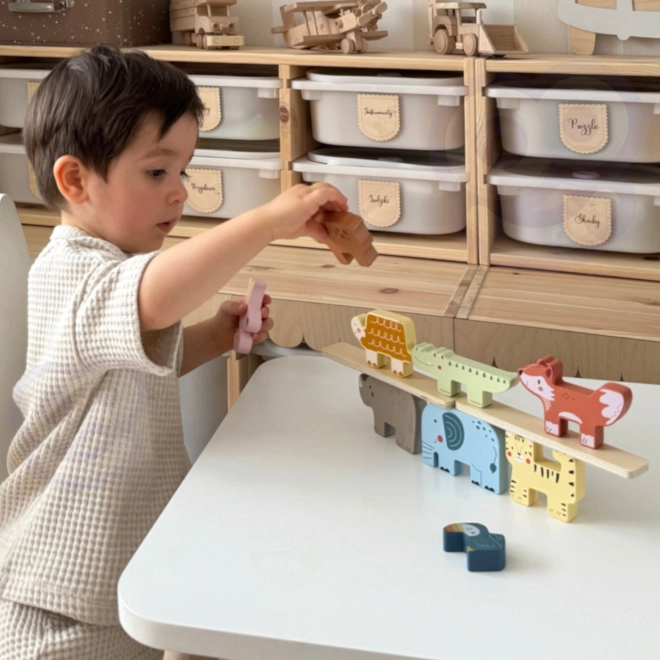 Dřevěné kostky zvířátka Montessori 9 ks od Tooky Toy