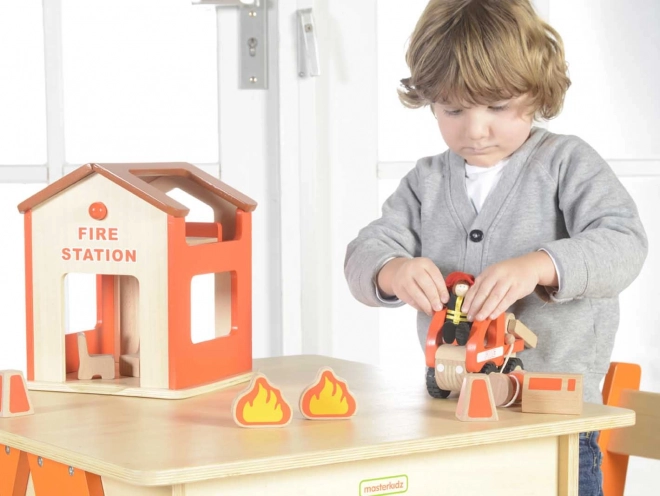 Dřevěná mini hasičská stanice Masterkidz
