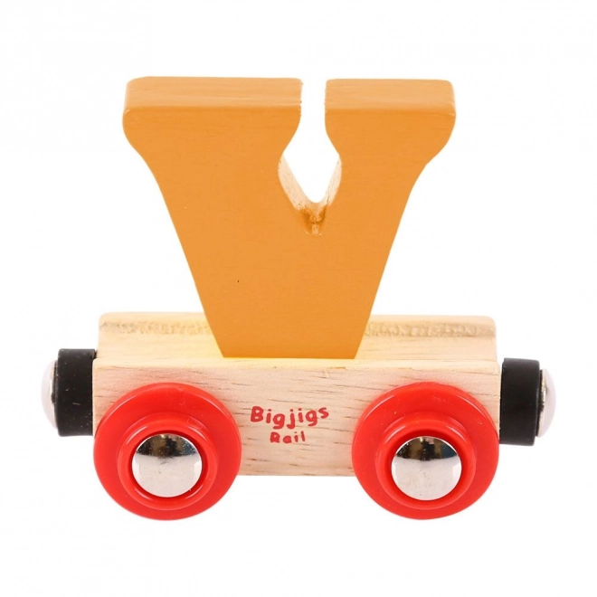 Bigjigs Rail Vagónek dřevěné vláčkodráhy - Písmeno V
