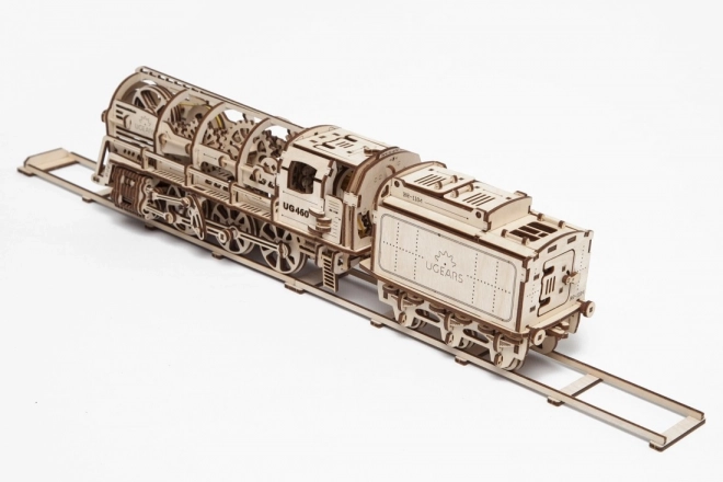 Mechanické dřevěné puzzle UGEARS - Parní lokomotiva s tendrem